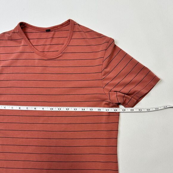 Lululemon Mens 5 Year Basic Tee Medium Sharp Stripe Copper Clay Orange T Shirt - Picture 7 of 9